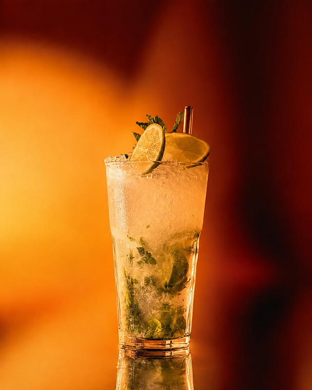 Mojito s drceným ledem, mátou a plátky limetky